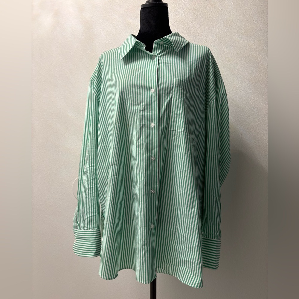 Alex Marie Mint Green & White Striped Button-Down Shirt